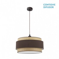 Distribuidor - Lâmpadas Diversas | Colgantes Moderno | COLGANTE KANDY 3XE27 NATURAL/MARRON REGX60X60 CM Ref: 174296002